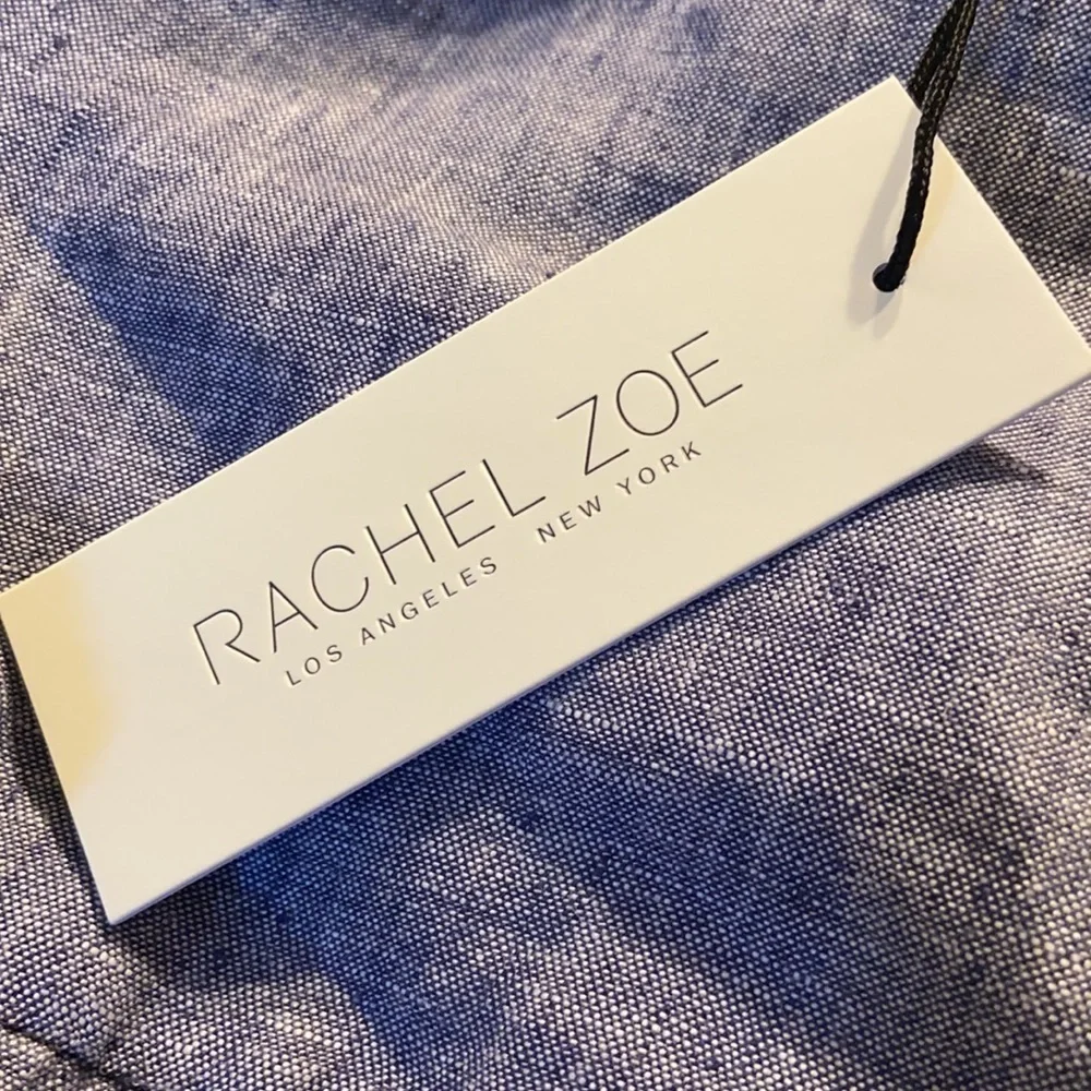 NWT Rachel Zoe Cropped Blue Linen Jumpsuit - Picture 7 of 7